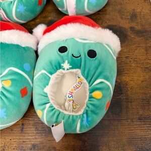 Squishmallows Festive Green Plush Slippers